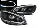 Paire de feux phares VW Golf 6 08-12 Daylight LTI DRL led noir