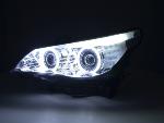 Paire de feux phares Xenon Angel Eyes Led BMW Serie 5 E60/E61 de 05 a 08 Chrome