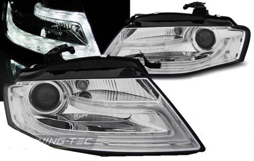 Paire de feux phares Audi A4 B8 08-11 Xenon Daylight DRL led chrome