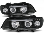 Paire de feux phares avant BMW X5 E53 de 1999 a 2003 angel eyes noir