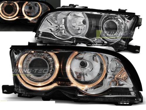 Paire de phares BMW serie 3 E46 Coupe Cabrio 01-03 angel eyes chrome