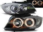 Paire de feux phares BMW serie 3 E90 05-08 angel eyes noir