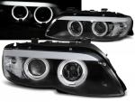 Paire de feux phares BMW X5 E53 de 2003 a 2006 angel eyes Xenon noir