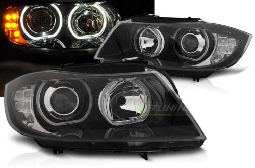 Paire de phares BMW E90/E91 05-08 Angel eyes led noir