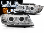 Paire feux phares BMW E90/E91 de 2009 a 2011 Xenon Angel Eyes Led DRL Chrome