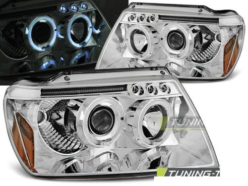 Paire de feux phares Jeep Grand Cherokee 99-05 angel eyes chrome