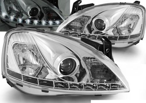 Paire de feux phares Opel Corsa C 00-06 Daylight led chrome