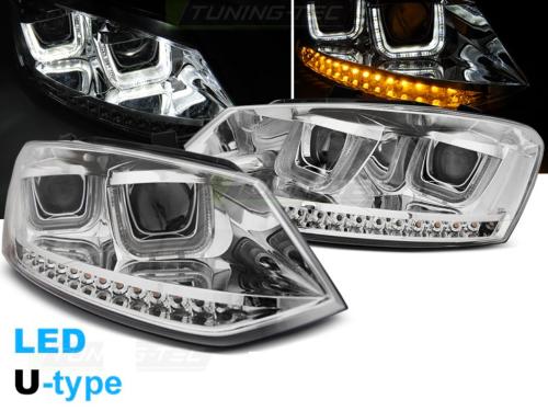 Paire de feux phares VW Polo 6R 09-14 led U-Type chrome