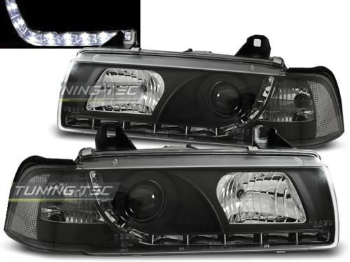 Paire de feux phares BMW serie 3 E36 berline 90-99 Daylight led noir