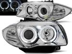 Paire de feux phares BMW serie 1 E87 / E81 04-11 angel eyes chrome