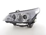 Paire de feux phares Xenon Angel Eyes Led BMW Serie 5 E60/E61 de 05 a 08 Chrome