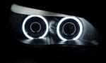 Paire de feux phares BMW serie 5 E60 / E61 03-07 angel eyes CCFL noir led