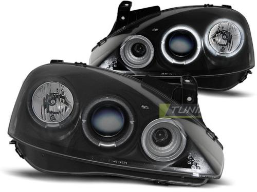 Paire de feux phares Opel Corsa C 00-06 angel eyes noir