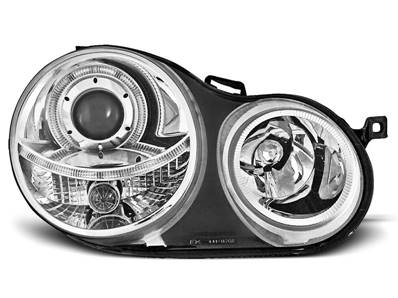 Paire de feux phares VW Polo 9N 01-05 angel eyes chrome