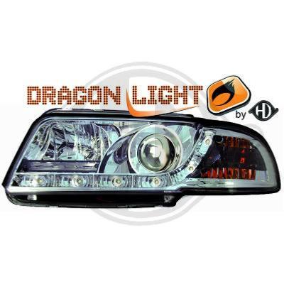 Paire Phares avant Daylight Led Audi A4 B5 Berline 1994 a 1999 Chrome