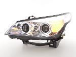 Paire de feux phares Xenon Angel Eyes Led BMW Serie 5 E60/E61 de 05 a 07 Chrome