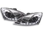 Paire de feux phares Daylight Led DRL Ford Focus 1 C170 de 1998 a 2001 chrome