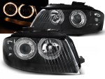 Paire de feux phares Audi A3 8P de 2003 a 2008 angel eyes noir