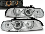 Paire de feux phares BMW serie 5 E39 de 1995 a 2003 angel eyes chrome