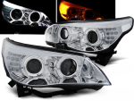 Paire de feux phares BMW Serie 5 E60 de 2003 a 2007 angel eyes chrome + Cligno led