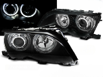 Paire de phares BMW serie 3 E46 Berline de 2001 a 2005 angel eyes led noir