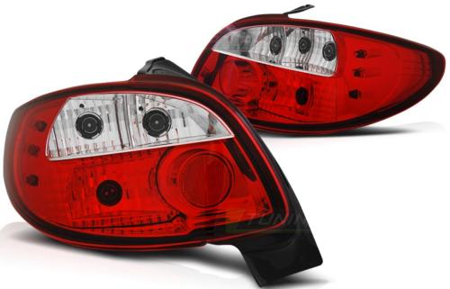 Paire de feux arriere Peugeot 206 98-06 rouge blanc